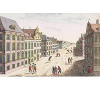 View down King Street Boston in the 18th century. After a hand-coloured 18th century print. King Street is now known as State Street. Later colourization. Poster Print by Ken Welsh (17 x 11)