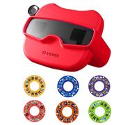 View Finder Toy - Retro 3D Stereo Viewer With 6 Reels | Educational STEM Science Slideshow For Kids Age 3 Years - Portable ABS Learning Tool Classroom Home Outdoor