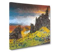 View from the Old Man of Storr in the Isle of Skye Modern Canvas Wall Art Print Ready to Hang, Framed Picture for Living Room Bedroom Home Office Décor, 20x20 Inch (50x50 cm)