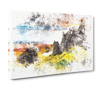 View From The Old Man Of Storr In The Isle Of Skye Watercolour Modern Canvas Wall Art Print Ready to Hang, Framed Picture for Living Room Bedroom Home Office Décor, 30x20 Inch (76x50 cm)