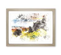 View From The Old Man Of Storr In The Isle Of Skye Watercolour Modern Framed Print | A3 Oak Framed Wall Art | Ready to Hang | Modern Historical Picture | Living Room Bedroom Lounge Office