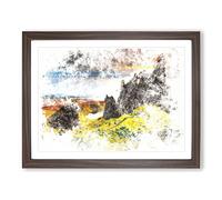 View From The Old Man Of Storr In The Isle Of Skye Watercolour Modern Framed Print | A4 Walnut Framed Wall Art | Ready to Hang | Modern Historical Picture | Living Room Bedroom Lounge Office