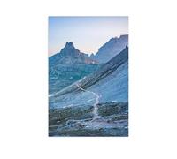 View from the Patern saddle to the Rifugio Tre Cime just before sunrise，Jigsaw Puzzles 1000 Piece, Sturdy Tight Fitting Pieces,Letters On Back for Ideal Challenging And Gift（50x70cm）-AM6