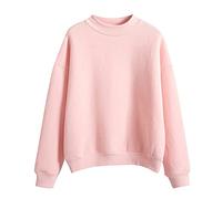 view my orders longline hoodie for women Women Sweatshirt Casual Easy Solid Color Long-Sleeves Round Neck Blouse items under 1 pound ladies shoulder bags sale clearance Pink