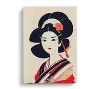 View Of A Geisha No.4 Brown, Brown, Peach Canvas Print | Gallery Wrapped 30mm Frame Wall Art | 30x20 inches | Ready to Hang | Contemporary Still Life Picture | Living Room Bedroom Lounge Office