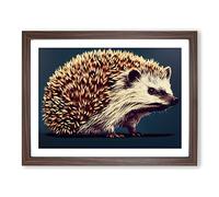 View Of A Hedgehog Vol.1 BLK Framed Print | A3 Walnut Framed Wall Art | Ready to Hang | Modern Nature Picture | Living Room Bedroom Lounge Office
