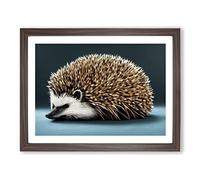 View Of A Hedgehog Vol.2 Framed Print | A3 Walnut Framed Wall Art | Ready to Hang | Modern Nature Picture | Living Room Bedroom Lounge Office