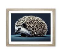 View Of A Hedgehog Vol.3 Framed Print | A4 Oak Framed Wall Art | Ready to Hang | Modern Nature Picture | Living Room Bedroom Lounge Office