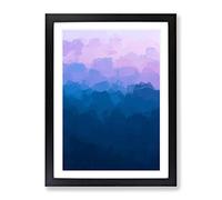 View Of A Mountain Range In Abstract Modern Framed Wall Art Print, Ready to Hang Picture for Living Room Bedroom Home Office Décor, Black A2 (64 x 46 cm)