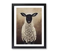 View Of A Sheep Framed Wall Art Print A2 Black