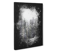 View of a Winter Forest Paint Splash Canvas Print | Gallery Wrapped 30mm Frame Wall Art | 30x20 inches | Ready to Hang | Modern Landscape Picture | Living Room Bedroom Lounge Office