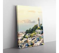 View Of Alcatraz In San Francisco Modern Canvas Wall Art Print Ready to Hang, Framed Picture for Living Room Bedroom Home Office Décor, 50x35 cm (20x14 Inch)