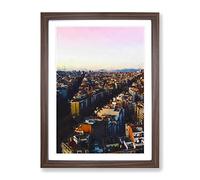 View Of Barcelona In Spain In Abstract Modern Framed Print | A3 Walnut Framed Wall Art | Ready to Hang | Abstract Fantasy Picture | Living Room Bedroom Lounge Office