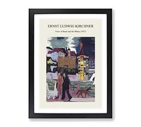 View Of Basel And The Rhine By Ernst Ludwig Kirchner Exhibition Museum Painting Framed Print | A2 Black Framed Wall Art | Ready to Hang | Modern Historical Picture | Living Room Bedroom Lounge Office