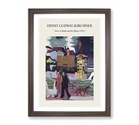 View Of Basel And The Rhine By Ernst Ludwig Kirchner Exhibition Museum Painting Framed Print | A2 Walnut Framed Wall Art | Ready to Hang | Modern Historical Picture | Living Room Bedroom Lounge Office