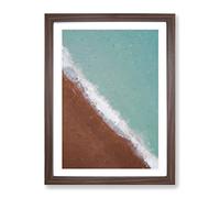 View Of Brighton Beach In Abstract Modern Framed Wall Art Print, Ready to Hang Picture for Living Room Bedroom Home Office Décor, Walnut A3 (34 x 46 cm)