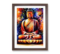 View Of Buddha No.1 Framed Print | A2 Walnut Framed Wall Art | Ready to Hang | Modern Religious Picture | Living Room Bedroom Lounge Office