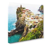 View of Cinque Terre in Italy Canvas Print | Gallery Wrapped 30mm Frame Wall Art | 20x20 inches | Ready to Hang | Abstract Picture | Living Room Bedroom Lounge Office