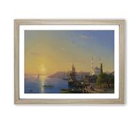 View Of Constantinople By Ivan Aivazovsky Classic Painting Framed Wall Art Print, Ready to Hang Picture for Living Room Bedroom Home Office Décor, Oak A4 (34 x 25 cm)