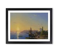 View Of Constantinople By Ivan Aivazovsky Classic Painting Framed Wall Art Print, Ready to Hang Picture for Living Room Bedroom Home Office Décor, Black A2 (64 x 46 cm)