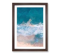 View of Dee Why Beach in Australia in Abstract Framed Print | A2 Walnut Framed Wall Art | Ready to Hang | Abstract Beach Picture | Living Room Bedroom Lounge Office