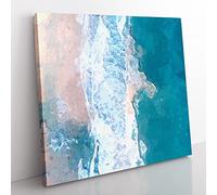 View of Dee Why Beach in Australia in Abstract Modern Canvas Wall Art Print Ready to Hang, Framed Picture for Living Room Bedroom Home Office Décor, 35x35 cm (14x14 Inch)