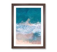 View Of Dee Why Beach In Australia In Abstract Modern Framed Print | A2 Walnut Framed Wall Art | Ready to Hang | Abstract Beach Picture | Living Room Bedroom Lounge Office