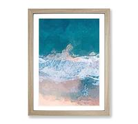 View Of Dee Why Beach In Australia In Abstract Modern Framed Print | A3 Oak Framed Wall Art | Ready to Hang | Abstract Beach Picture | Living Room Bedroom Lounge Office