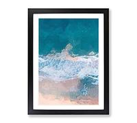 View Of Dee Why Beach In Australia In Abstract Modern Framed Wall Art Print, Ready to Hang Picture for Living Room Bedroom Home Office Décor, Black A3 (34 x 46 cm)