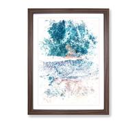 View Of Dee Why Beach In Australia Watercolour Modern Framed Wall Art Print, Ready to Hang Picture for Living Room Bedroom Home Office Décor, Walnut A2 (64 x 46 cm)