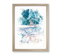 View Of Dee Why Beach In Australia Watercolour Modern Framed Wall Art Print, Ready to Hang Picture for Living Room Bedroom Home Office Décor, Oak A3 (34 x 46 cm)
