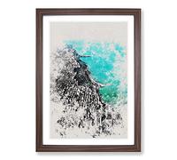 View of Doha in Qatar Watercolour Framed Print | A2 Walnut Framed Wall Art | Ready to Hang | Modern Historical Picture | Living Room Bedroom Lounge Office
