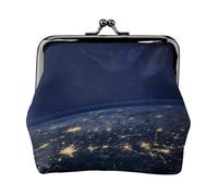 View of Earth coin purse for women,small womens wallet,small makeup bag for purse,ultra-thin retro change wallet, Black, One Size, Art Deco
