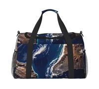 View of Earth from the Outer Space Print Travel Duffel Bag for Men & Women, Foldable Travel Bags and Spacious Weekender Tote Bag for Storage Toiletry Luggage Personal Item, Black, L