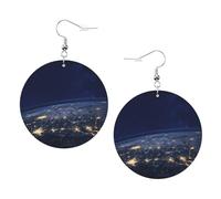 View Of Earth Leather Round Earrings Daily Accessories Working At Work Women'S Fashion