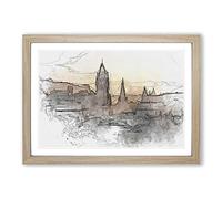 View of Edinburgh from Calton Hill Framed Print | A2 Oak Framed Wall Art | Ready to Hang | Modern Nature Picture | Living Room Bedroom Lounge Office