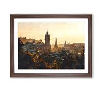 View Of Edinburgh From Calton Hill Painting Modern Art Framed Print | A2 Walnut Framed Wall Art | Ready to Hang | Modern Historical Picture | Living Room Bedroom Lounge Office