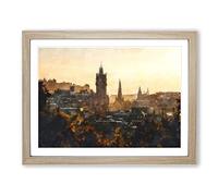 View Of Edinburgh From Calton Hill Painting Modern Art Framed Print | A4 Oak Framed Wall Art | Ready to Hang | Modern Historical Picture | Living Room Bedroom Lounge Office