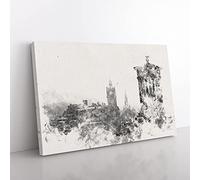 View of Edinburgh Skyline Watercolour Canvas Wall Art Print 30x20 Inch