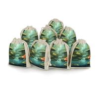 View of Fantasy River Mushroom Bunches Pocket Cotton And Hemp with Drawstring 8 Pieces Reusable Gift Bags Jewelry Pouch for Wedding DIY Craft Party (4.9 X 6.7 Inch)