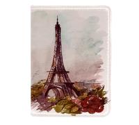 View of France City Passport Holder Travel Wallet Leather Card Case Cover, 11.5x16.5cm