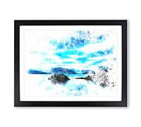 View Of Glencoe In Scotland Watercolour Modern Framed Wall Art Print, Ready to Hang Picture for Living Room Bedroom Home Office Décor, Black A3 (46 x 34 cm)
