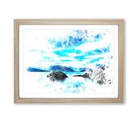 View Of Glencoe In Scotland Watercolour Modern Framed Wall Art Print, Ready to Hang Picture for Living Room Bedroom Home Office Décor, Oak A2 (64 x 46 cm)