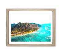 View Of Honolulu In Hawaii Painting Modern Art Framed Print | A2 Oak Framed Wall Art | Ready to Hang | Modern Historical Picture | Living Room Bedroom Lounge Office