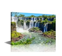 View of Iguazu Falls Pictures Wall Decor for Living Room Waterfall Prints on Canvas Art for Bedroom Artwork for Room House Walls Falls Posters and Prints Framed Ready to Hang 16" Wx24 Hx1 Panel
