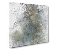 View of Ireland & Great Britain Canvas Print | Gallery Wrapped 30mm Frame Wall Art | 14x14 inches | Ready to Hang | Modern Picture | Living Room Bedroom Lounge Office