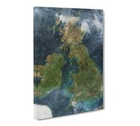 View Of Ireland & Great Britain Canvas Print | Gallery Wrapped 30mm Frame Wall Art | 20x14 inches | Ready to Hang | Modern Picture | Living Room Bedroom Lounge Office