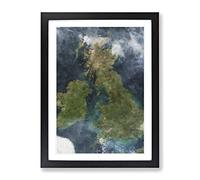 View Of Ireland & Great Britain Painting Modern Framed Wall Art Print, Ready to Hang Picture for Living Room Bedroom Home Office Décor, Black A2 (64 x 46 cm)
