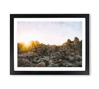 View Of Joshua Tree National Park Painting Modern Art Framed Print | A2 Black Framed Wall Art | Ready to Hang | Modern Floral Picture | Living Room Bedroom Lounge Office