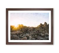 View Of Joshua Tree National Park Painting Modern Art Framed Print | A4 Walnut Framed Wall Art | Ready to Hang | Modern Floral Picture | Living Room Bedroom Lounge Office